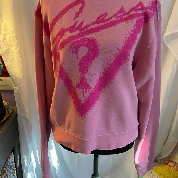 Guess Vibrant Pink Crew Neck Sweater - Picture 3 of 10